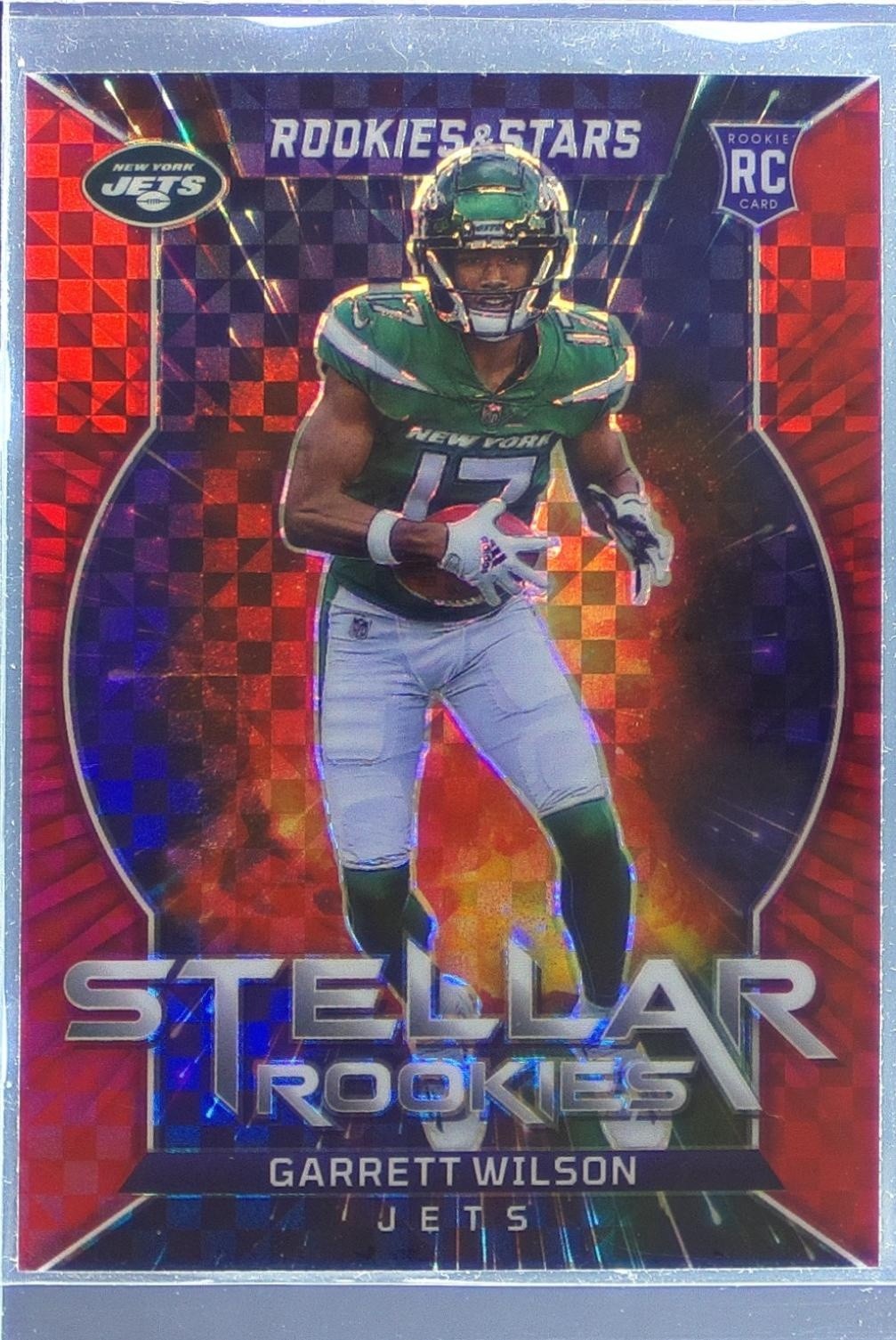 2022 Rookies & Stars Garrett Wilson RC #SR-5 Jets Stellar Rookies Red Plaid
