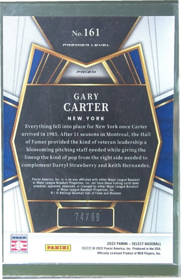 2022 Select Gary Carter Neon Green /99 #161 Mets - Image 3