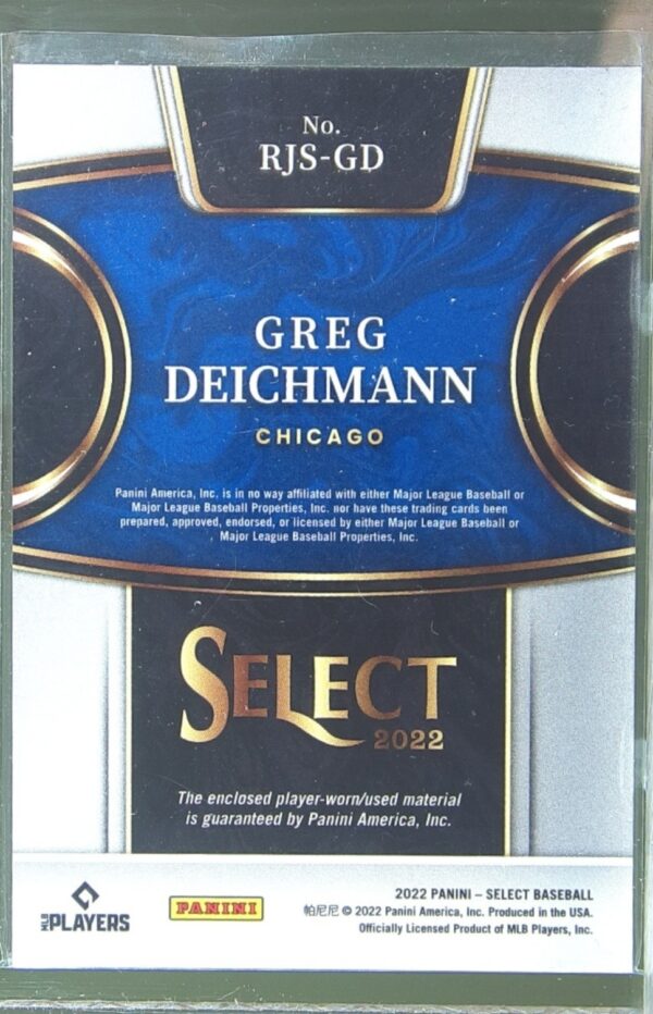 2022 Select Greg Deichmann JSY RC #RJS-GD Cubs Rookie Jumbo Swatch - Image 3