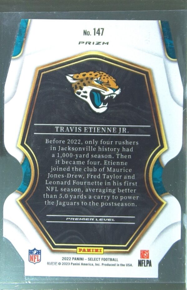 2022 Select Travis Etienne Jr. Black and Green Prizm Die Cut #147 Jaguars - Image 3
