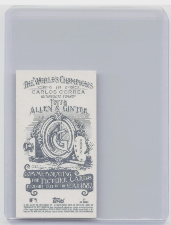 2022 Topps Allen & Ginter Carlos Correa Mini A & G Back #117 Twins - Image 3