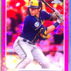 2022 Topps Chrome Logofractor Edition Christian Yelich Pink /199 #106 Brewers