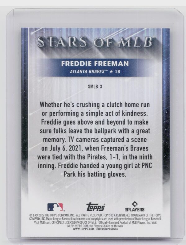 2022 Topps Freddie Freeman Stars of the MLB #SMLB-3 Braves - Image 3