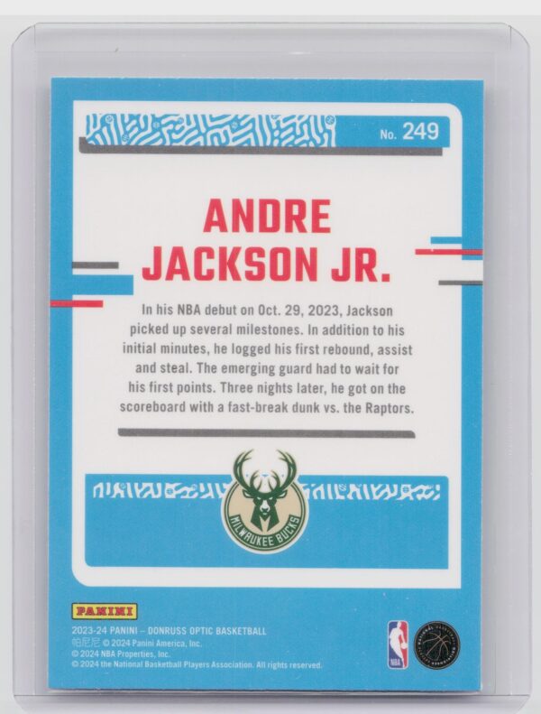 2023-24 Donruss Optic Andre Jackson Jr. RC 249 Bucks - Image 3