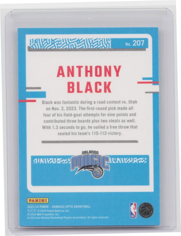 2023-24 Donruss Optic Anthony Black RC 207 Magic - Image 3