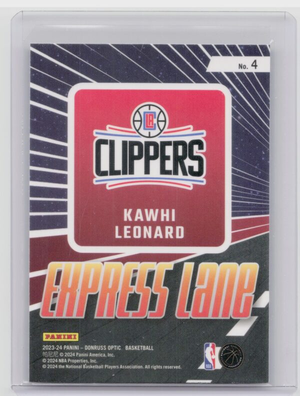 2023-24 Donruss Optic Kawhi Leonard 4 Clippers Express Lane - Image 3