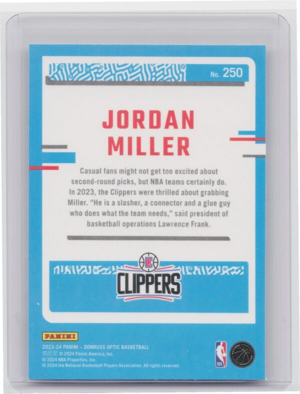 2023-24 Donruss Optic Rated Rookie Jordan Miller Rookie RC #236 Clippers - Image 3