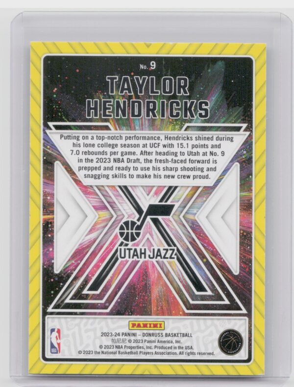 2023-24 Donruss Taylor Hendricks Great X-Pectations Rookie RC#9 Jazz - Image 3