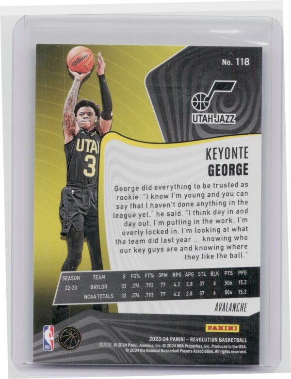 2023-24 Panini Keyonte George RC #118 Jazz - Image 3