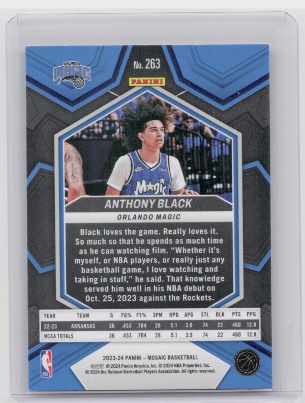 2023-24 Panini Mosaic Anthony Black RC 263 Magic - Image 3