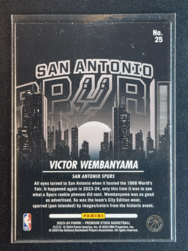 2023-24 Panini NBA Hoops Premium City Edition Victor Wembanyama Rookie RC Spurs - Image 3