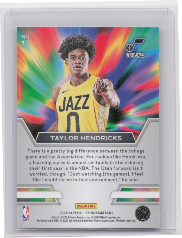 2023-24 Prizm Taylor Hendricks RC #1 Jazz Instant Impact - Image 3