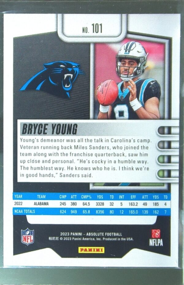 2023 Absolute Bryce Young Retail RC #101 Panthers - Image 3