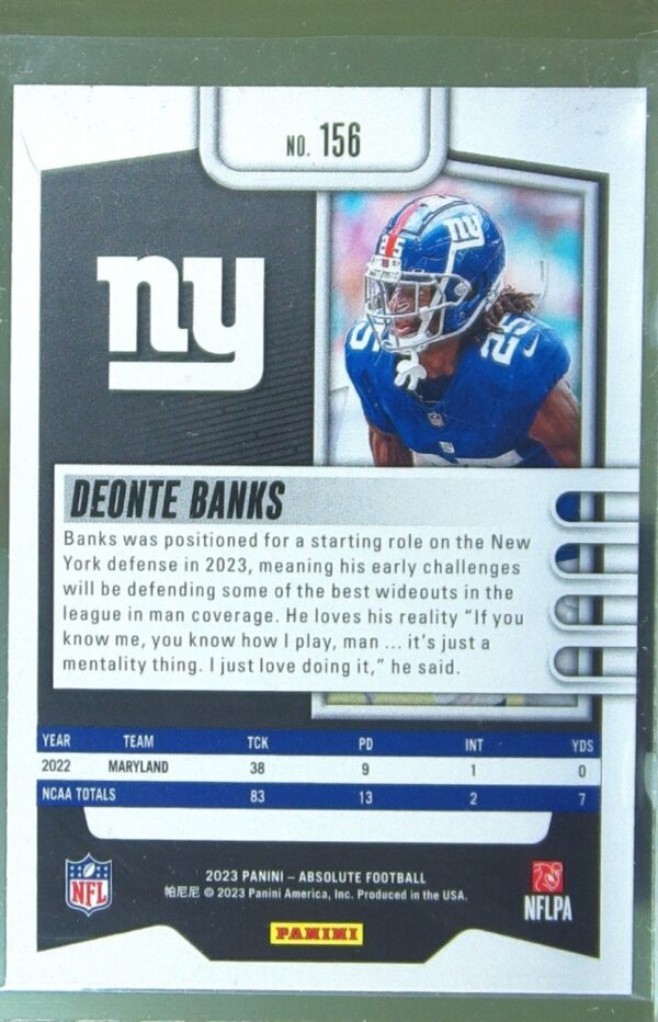 2023 Absolute Deonte Banks Retail RC #156 Giants - Image 3