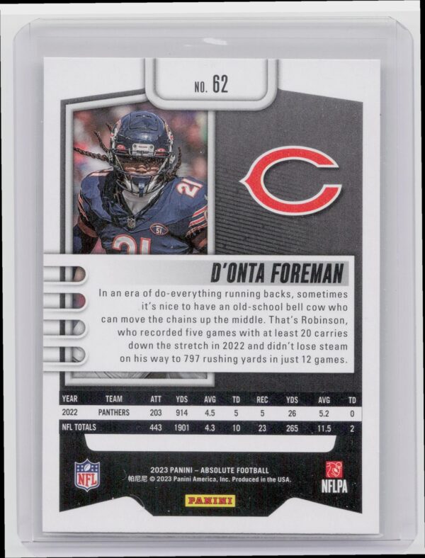 2023 Absolute D'onta Foreman Green #62 Bears - Image 3