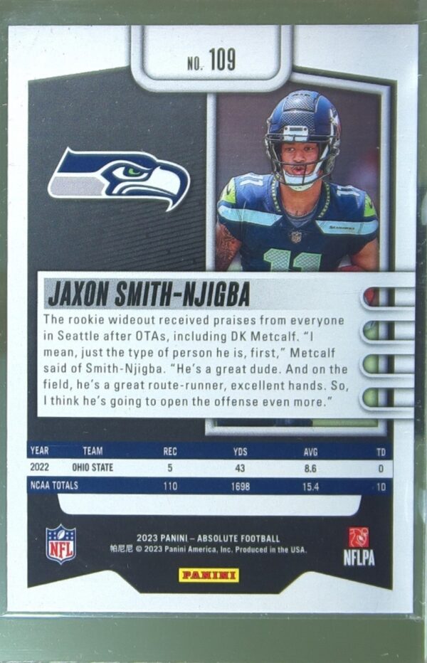 2023 Absolute Jaxon Smith-Njigba Retail RC #109 Seahawks - Image 3
