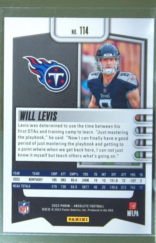 2023 Absolute Will Levis RC #114 Titans - Image 3