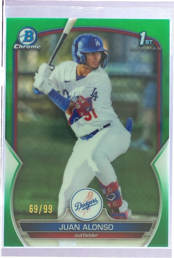 2023 Bowman Juan Alonso /99 #BCP-137 Dodgers Chrome Prospects Green Refractor