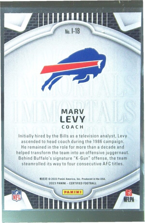 2023 Certified Marv Levy #I-18 Bills Immortals - Image 3