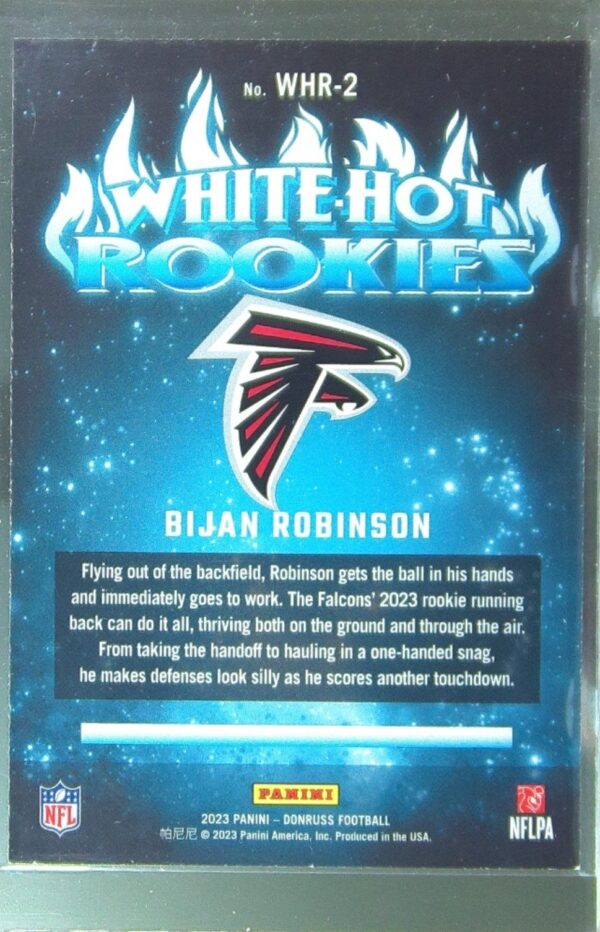 2023 Donruss Bijan Robinson RC #WHR-2 Falcons White Hot Rookies - Image 3