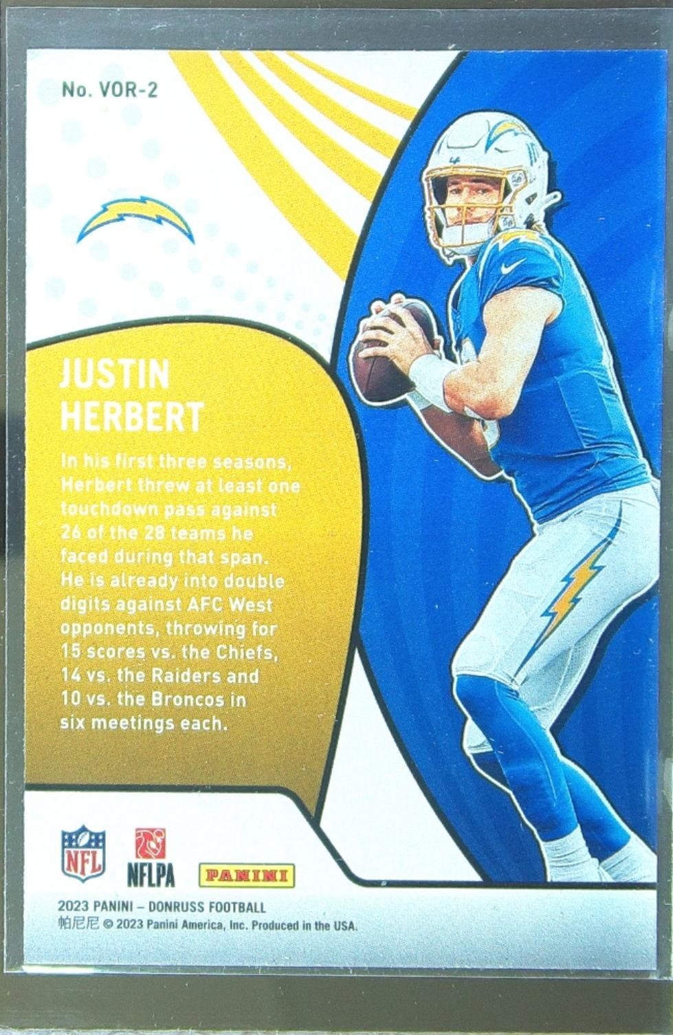 2023 Donruss Justin Herbert #VOR-2 Chargers Vortex - Image 3