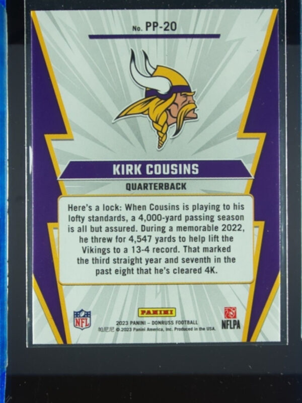 2023 Donruss Kirk Cousins #PP-20 Vikings Power Plus - Image 3