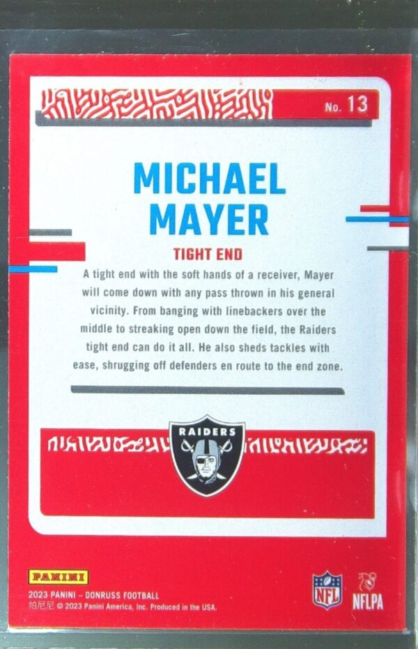 2023 Donruss Michael Mayer RC #13 Raiders The Rookies - Image 3