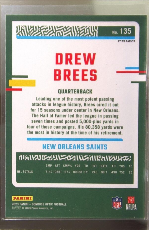 2023 Donruss Optic Drew Brees Holo #135 Saints - Image 3