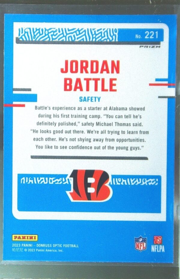 2023 Donruss Optic Jordan Battle Pink RC #221 Bengals - Image 3