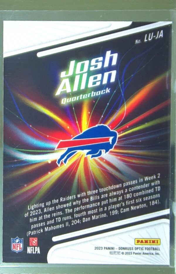 2023 Donruss Optic Josh Allen #LU-JA Bills Light It Up! - Image 3