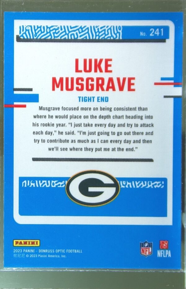 2023 Donruss Optic Luke Musgrave RC #241 Packers - Image 3