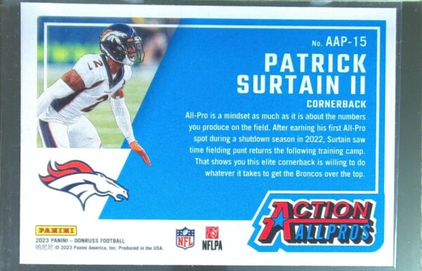 2023 Donruss Patrick Surtain II #AAP-15 Broncos Action All Pros - Image 3
