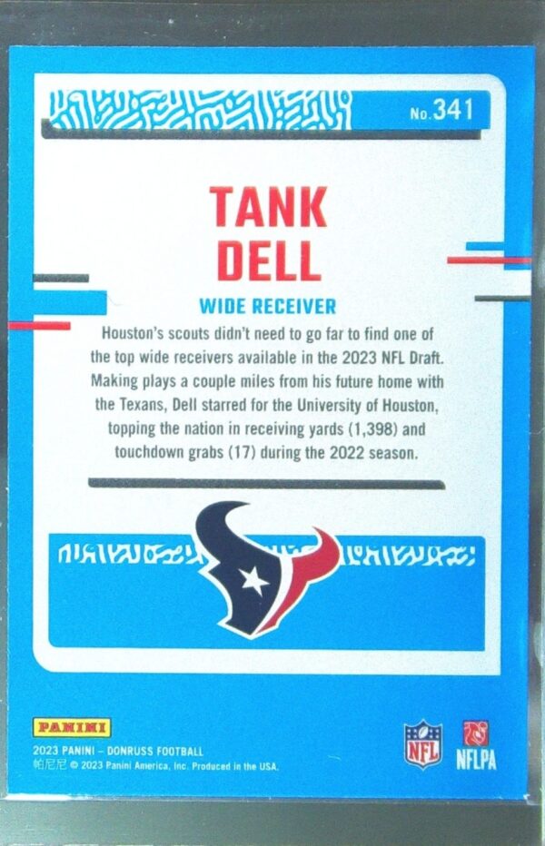 2023 Donruss Tank Dell RC #341 Texans - Image 3