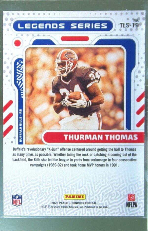 2023 Donruss Thurman Thomas #TLS-19 Bills The Legends Series - Image 3