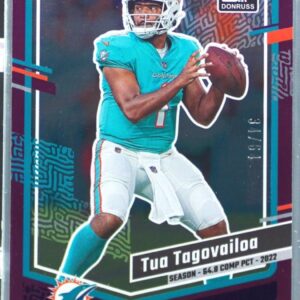 2023 Donruss Tua Tagovailoa Season Stat Line /64 #190 Dolphins