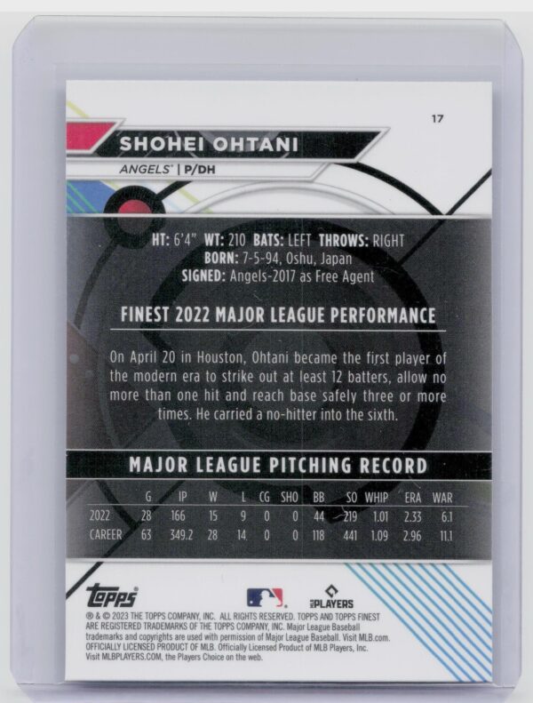 2023 Finest Shohei Ohtani #17 Angels - Image 3