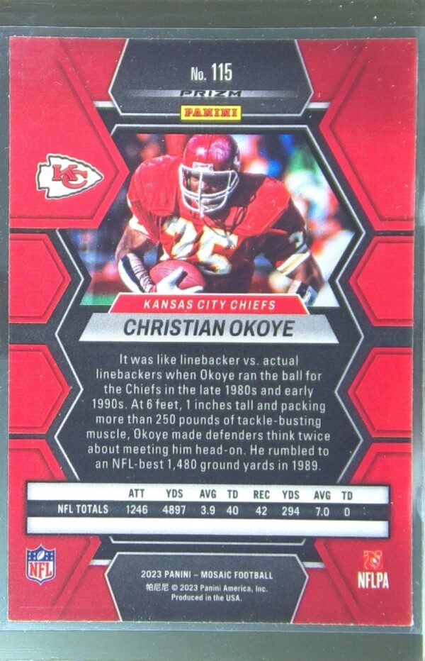 2023 Mosaic Christian Okoye Camo Pink Mosaic #115 Chiefs - Image 3