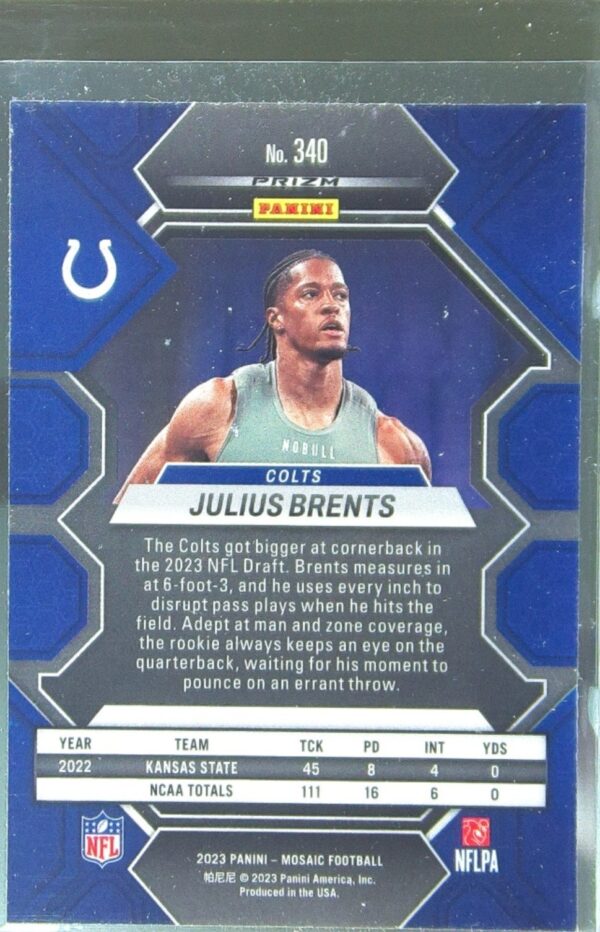 2023 Mosaic Julius Brents Green Mosaic #340 Colts - Image 3