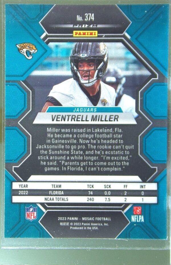 2023 Mosaic Ventrell Miller Camo Pink Mosaic RC #374 Jaguars - Image 3