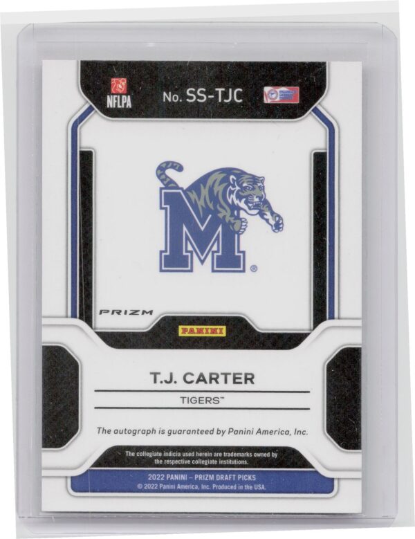 2023 Panini Chronicles Draft Picks T.J. Carter Red Ice Auto #SS-TJC Memphis - Image 3