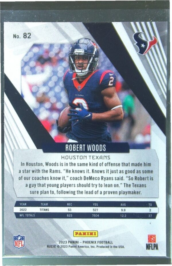 2023 Panini Phoenix Robert Woods Silver #82 Texans - Image 3