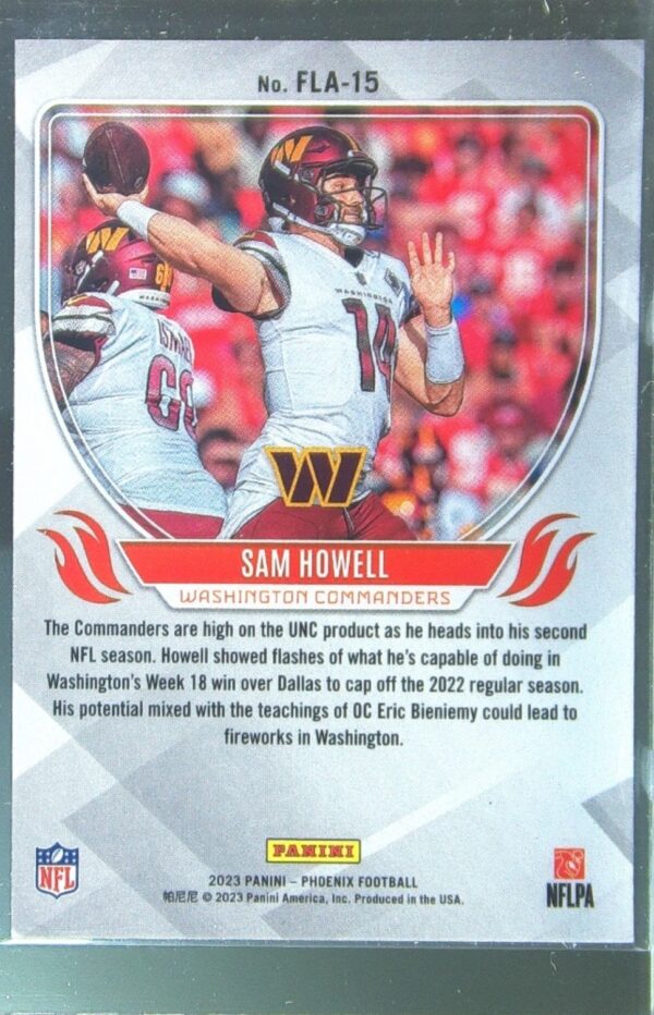 2023 Panini Phoenix Sam Howell #FLA-15 Commanders Flame Throwers Silver Seismic - Image 3