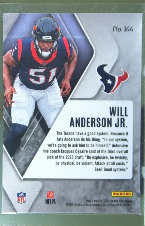 2023 Panini Phoenix Will Anderson Jr. RC #144 Texans - Image 3
