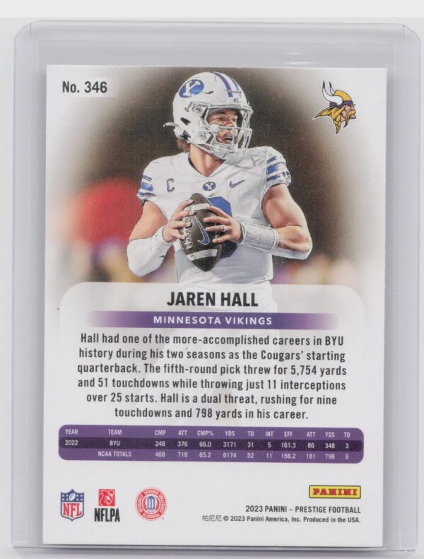 2023 Panini Prestige Jaren Hall Xtra Points Hyper #346 Vikings - Image 3