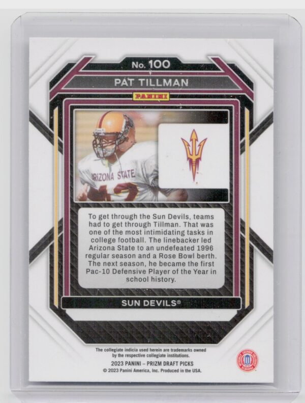 2023 Panini Prizm Draft Picks Pat Tillman #100 Devils - Image 3