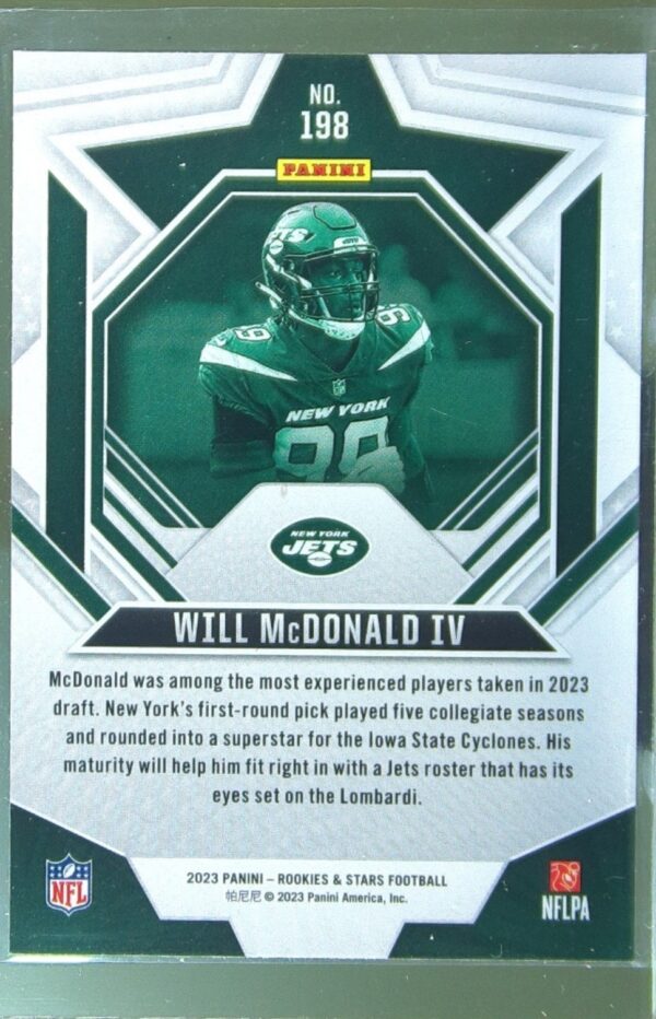 2023 Panini Rookies & Stars Will McDonald IV Red RC #198 Jets - Image 3