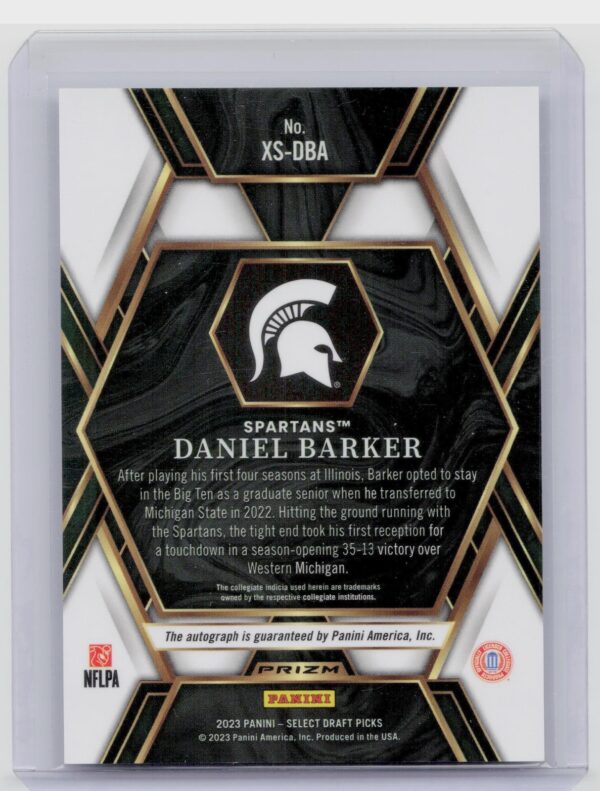 2023 Panini Select Draft Picks Daniel Barker Auto #XS-DBA Spartans X Factor Sign - Image 3
