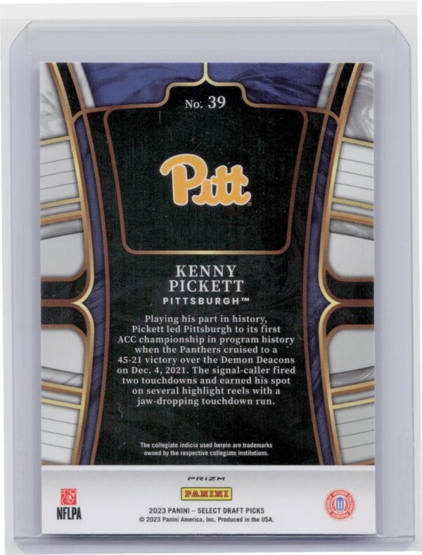 2023 Panini Select Draft Picks Kenny Pickett Silver Prizm #39 Panthers - Image 3