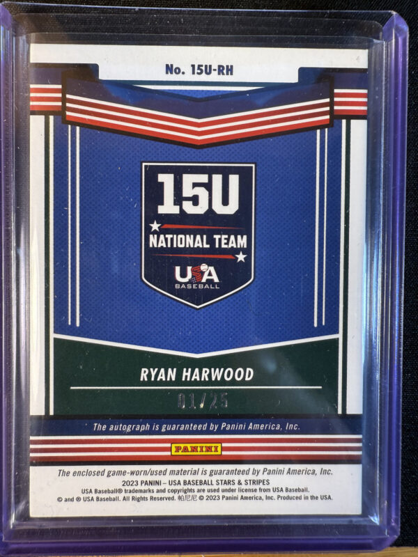 2023 Panini USA Baseball Stars & Stripes - USA 15u National Team Signatures Ryan - Image 3
