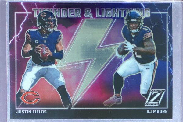 2023 Panini Zenith DJ Moore / Justin Fields #5 Bears Thunder and Lightning